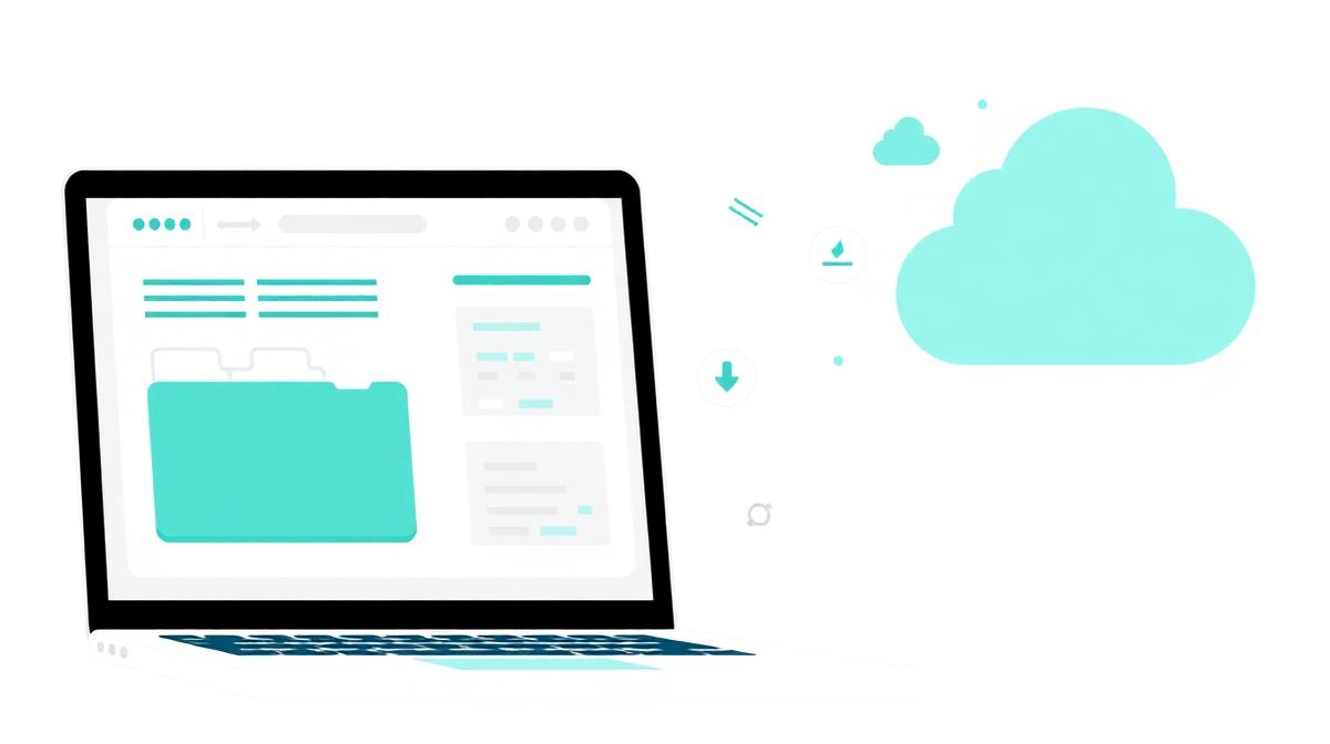 Digitale boekhouding met laptop en cloud opslag